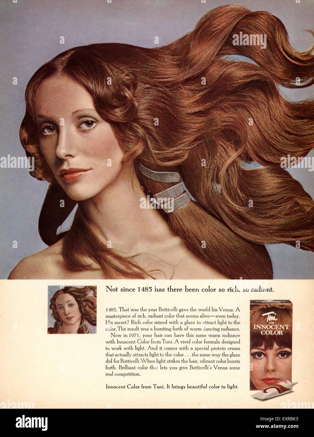 1970er Jahre UK Toni Magazin Anzeige Stockfoto