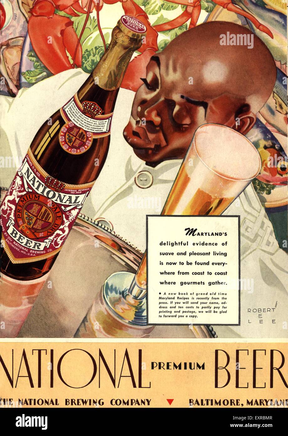 1930er Jahren USA nationales Bier Magazin Anzeige Stockfoto