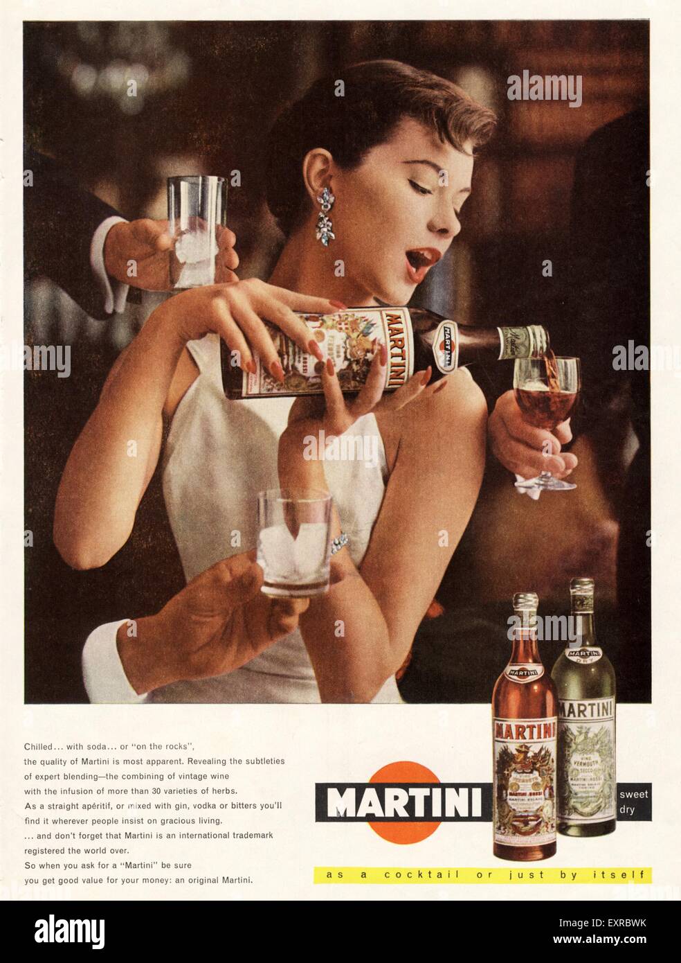 1950er Jahre UK Martini Magazin Anzeige Stockfoto