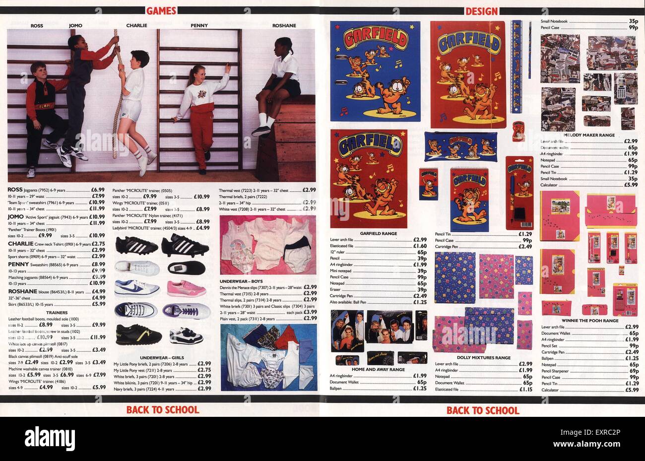 1980er Jahre UK Schuluniformen Katalog Platte Stockfoto