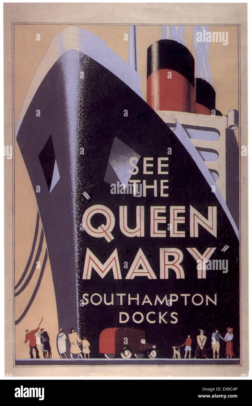 1930er Jahre UK das Queen-Mary-Plakat Stockfoto