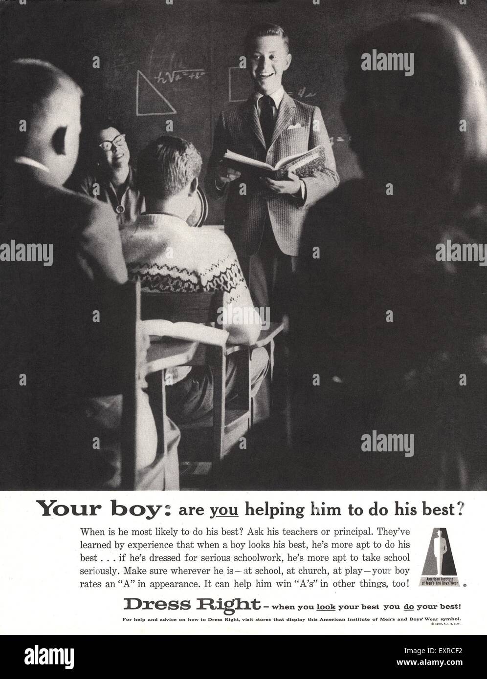 Anzeige der 1950er Jahre UK Kleid richtig Magazin Stockfoto