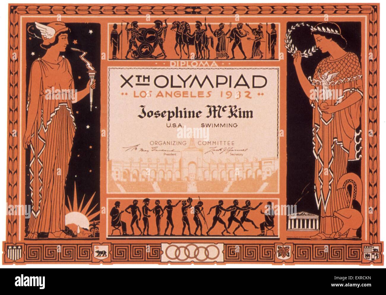 1930er Jahren USA Los Angeles Olympischen Spiele Poster Stockfoto