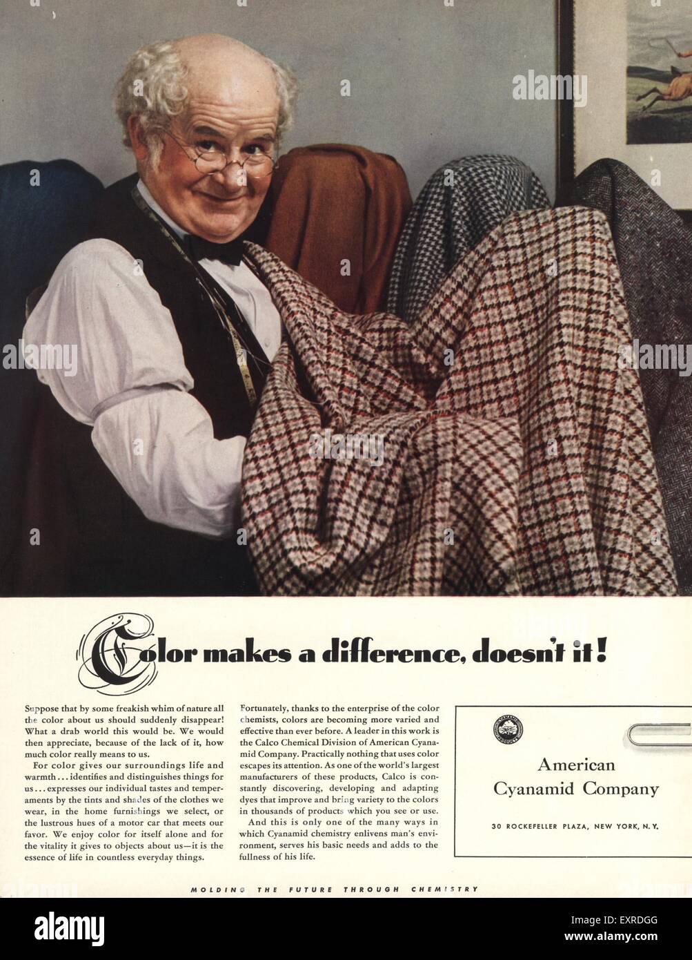 Anzeige der 1940er Jahre USA American Cyanamid Unternehmensmagazin Stockfoto
