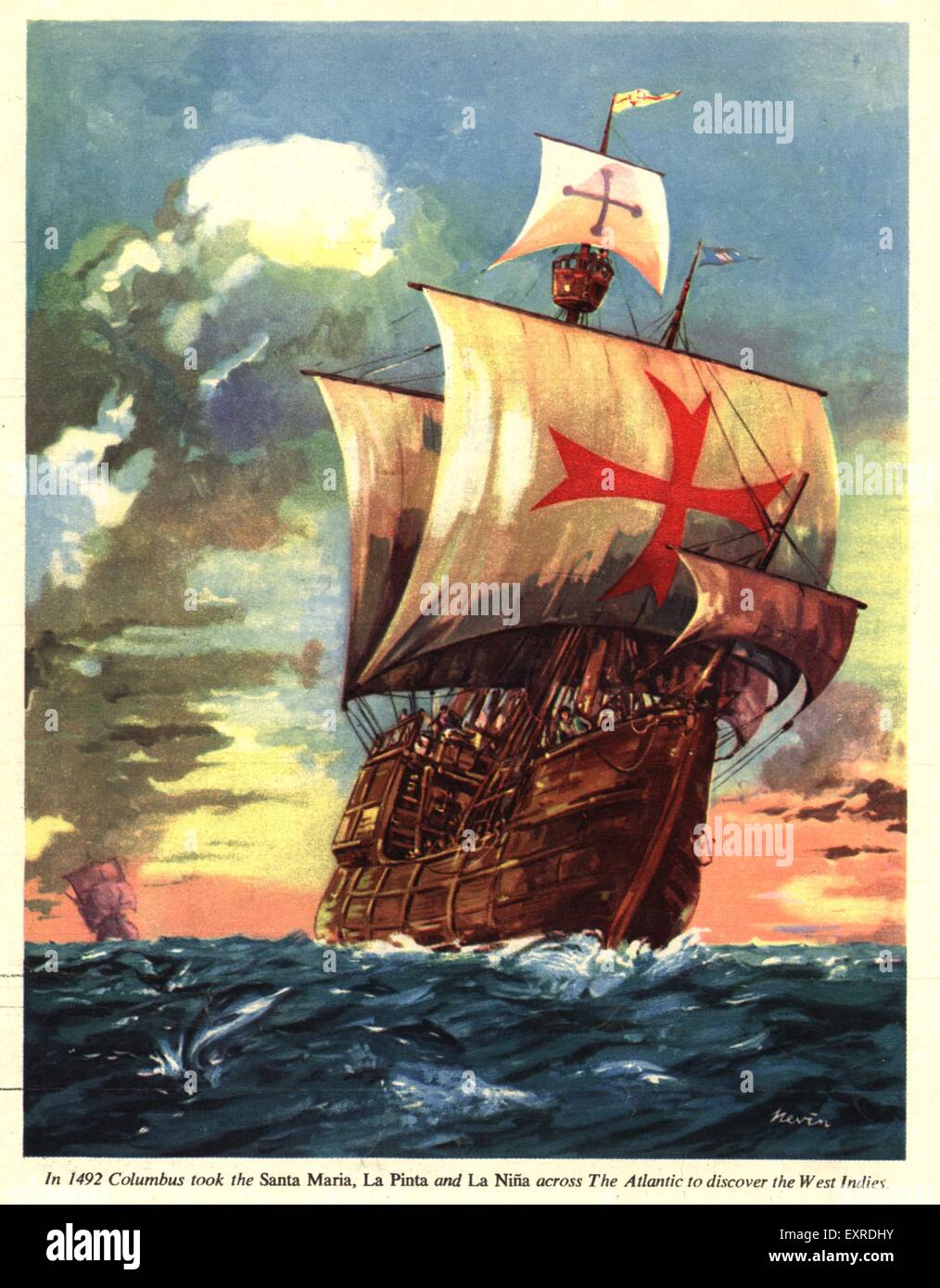 1840er Jahren & Pre UK Columbus entdeckt Amerika-Buch-Platte Stockfoto