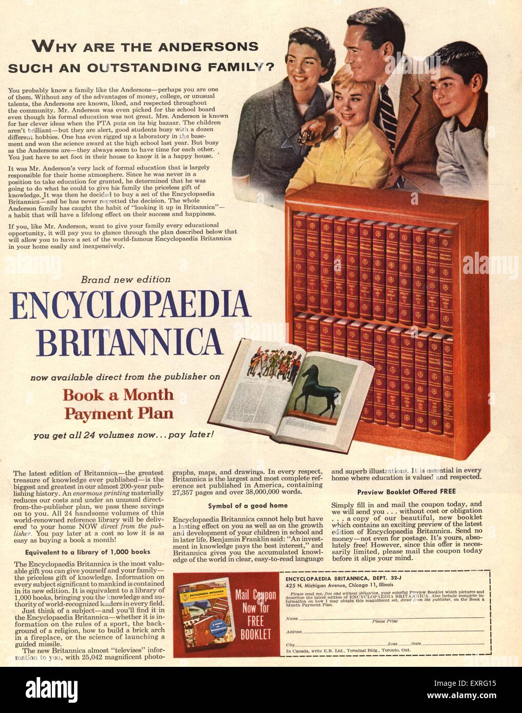 1950er Jahren USA Britannica Magazin Anzeige Stockfoto