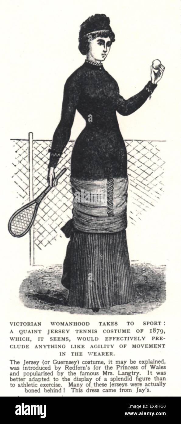 1870er Jahren UK Tennis Outfit Magazin Platte Stockfoto