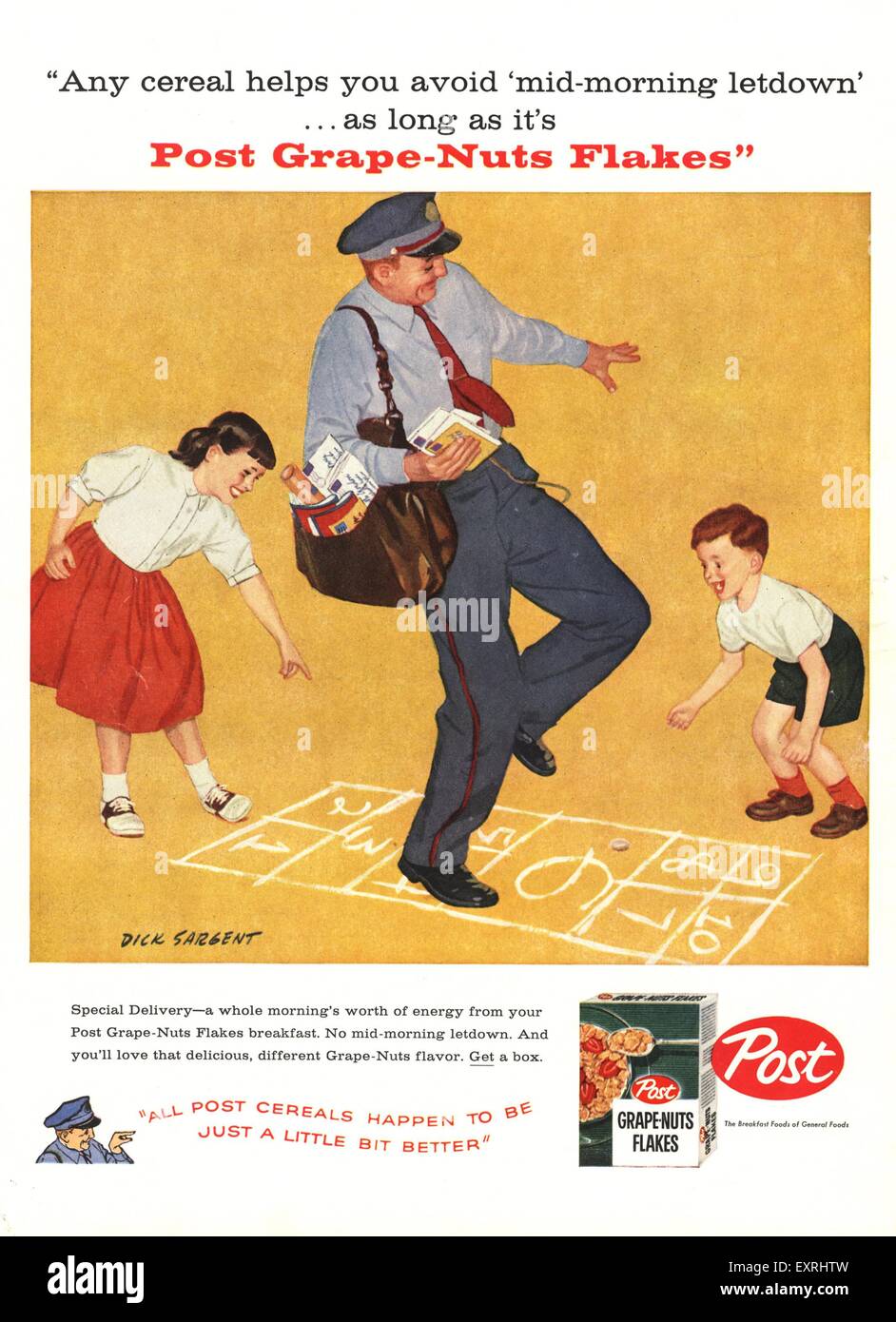 1950er Jahren USA Post Grape Nuts Flocken Magazin Anzeige Stockfoto