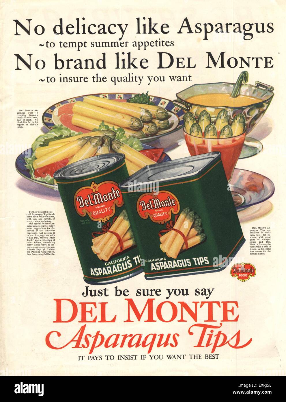 1920er Jahren USA Del Monte Magazin Anzeige Stockfoto