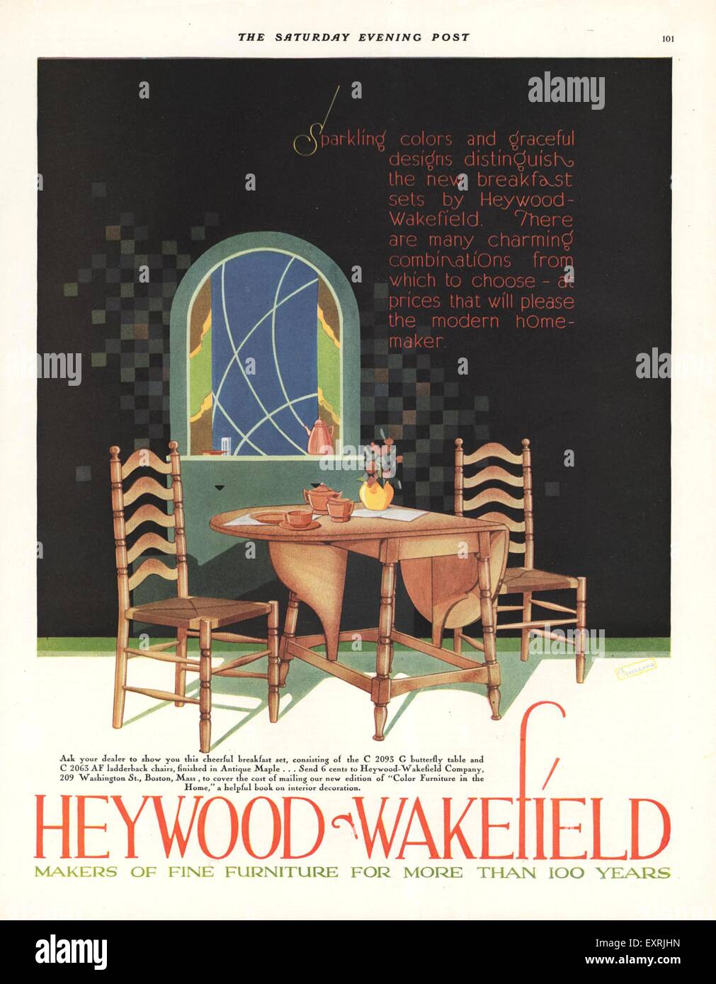 1920er Jahren USA Heywood-Wakefield Magazin Anzeige Stockfoto