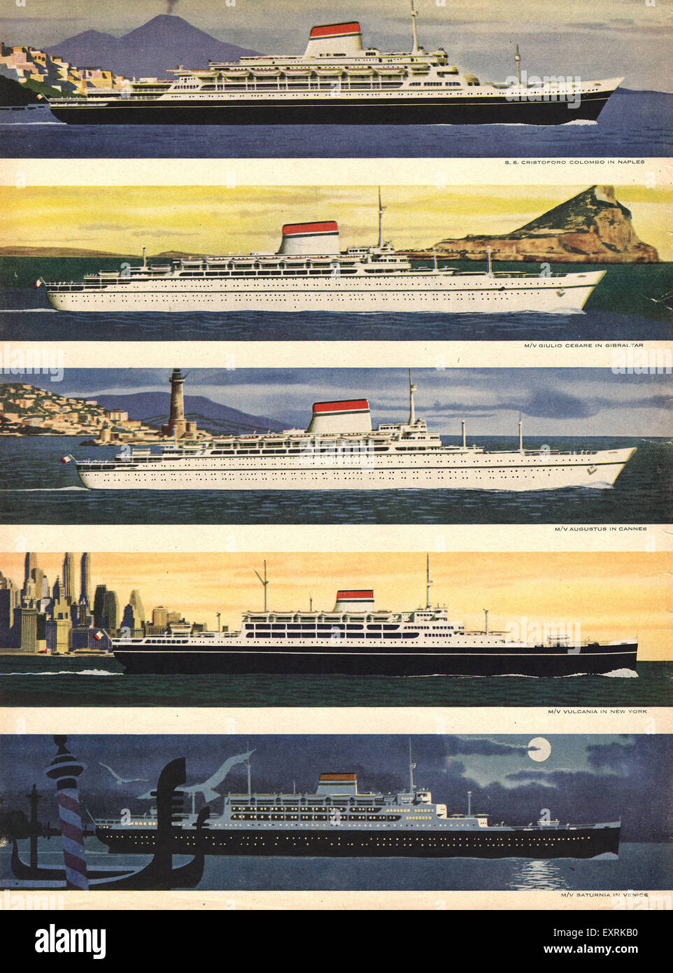 1940er Jahren USA Kreuzfahrt Schiffe Magazin Platte Stockfoto