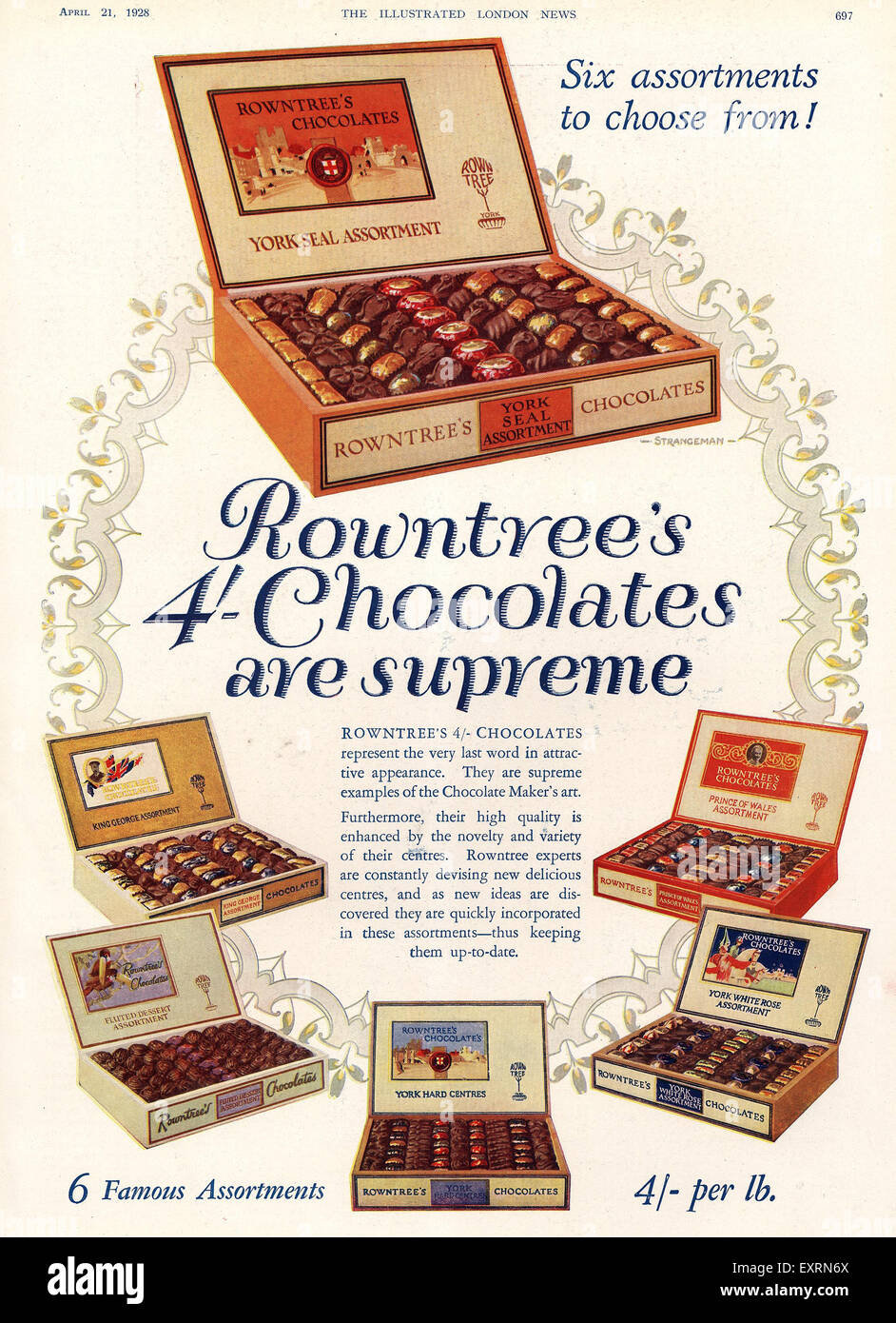 1930er Jahre UK Rowntree Magazin Anzeige Stockfoto