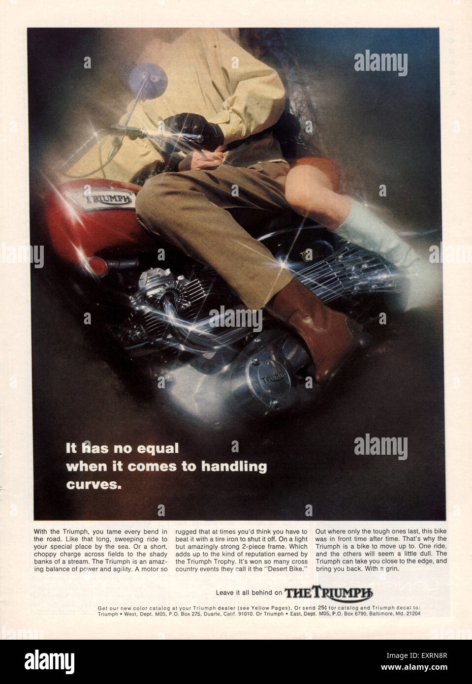 1970er Jahren USA Triumph Magazin Anzeige Stockfoto