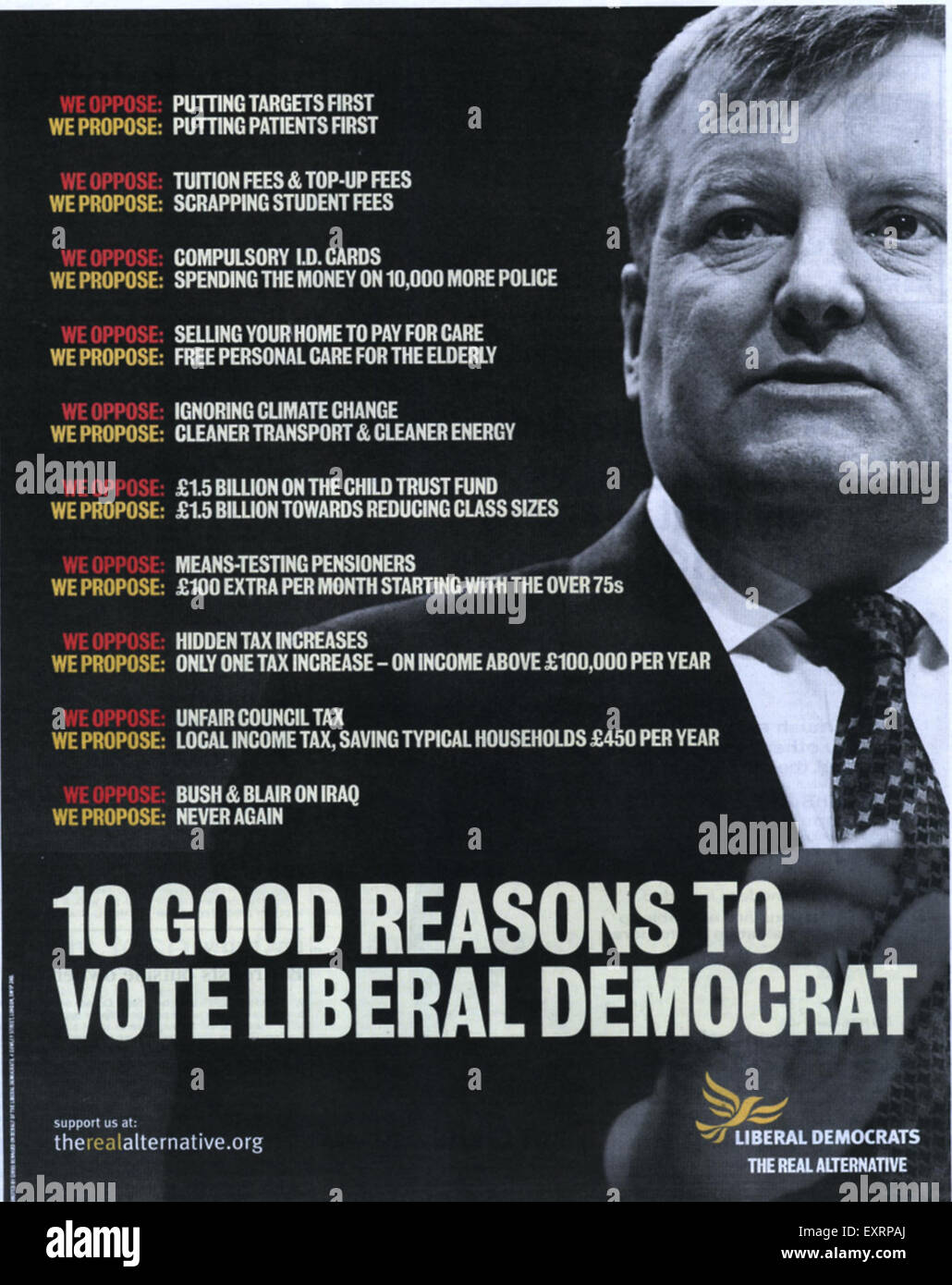 2000er Jahre UK die liberalen Demokraten Zeitung Anzeige Stockfoto