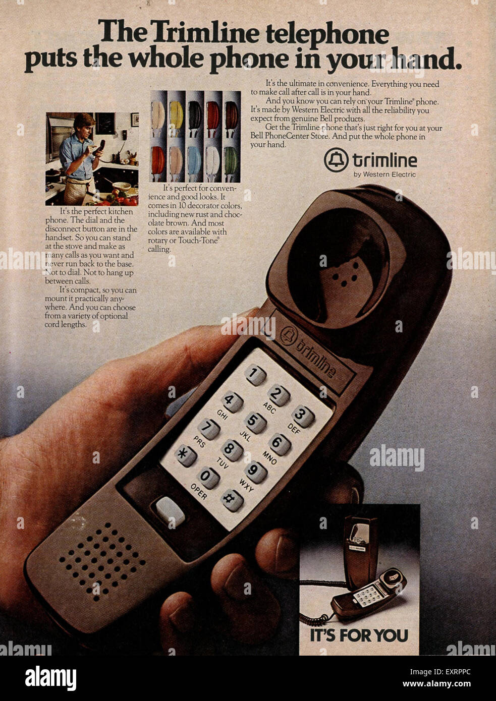 1980er Jahre USA Trimline Magazin Anzeige Stockfoto