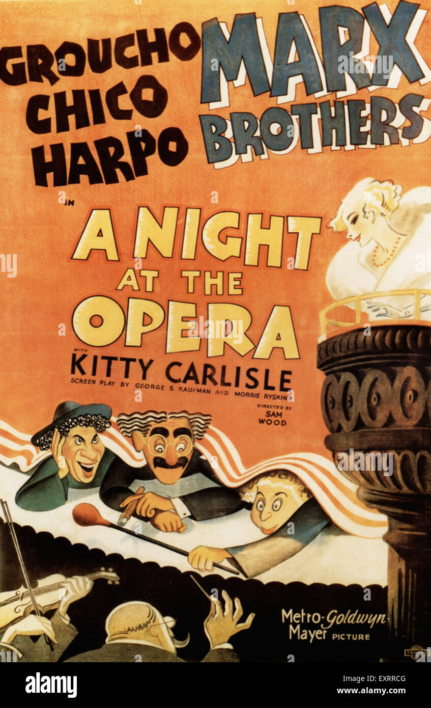 USA der 1930er Jahre eine Nacht in der Oper-Filmplakat Stockfoto