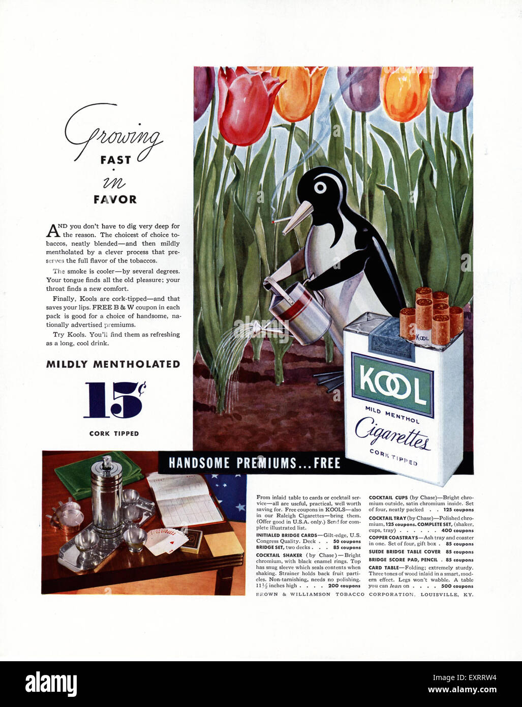 1930er Jahren USA Kool Magazin Anzeige Stockfoto
