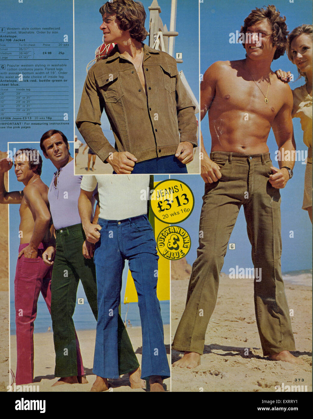 1970er Jahre UK Janet Frazer Herrenmode Katalog / Broschüre Platte Stockfoto