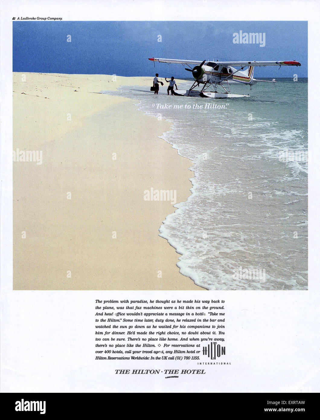 1980er Jahre UK Hilton Hotels Magazin Anzeige Stockfoto