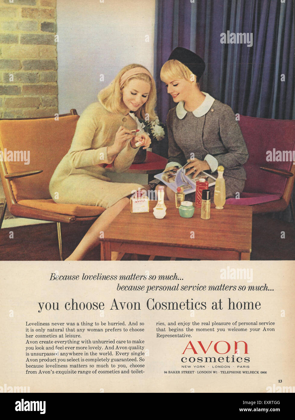 1960er Jahre UK Avon Magazin Anzeige Stockfoto