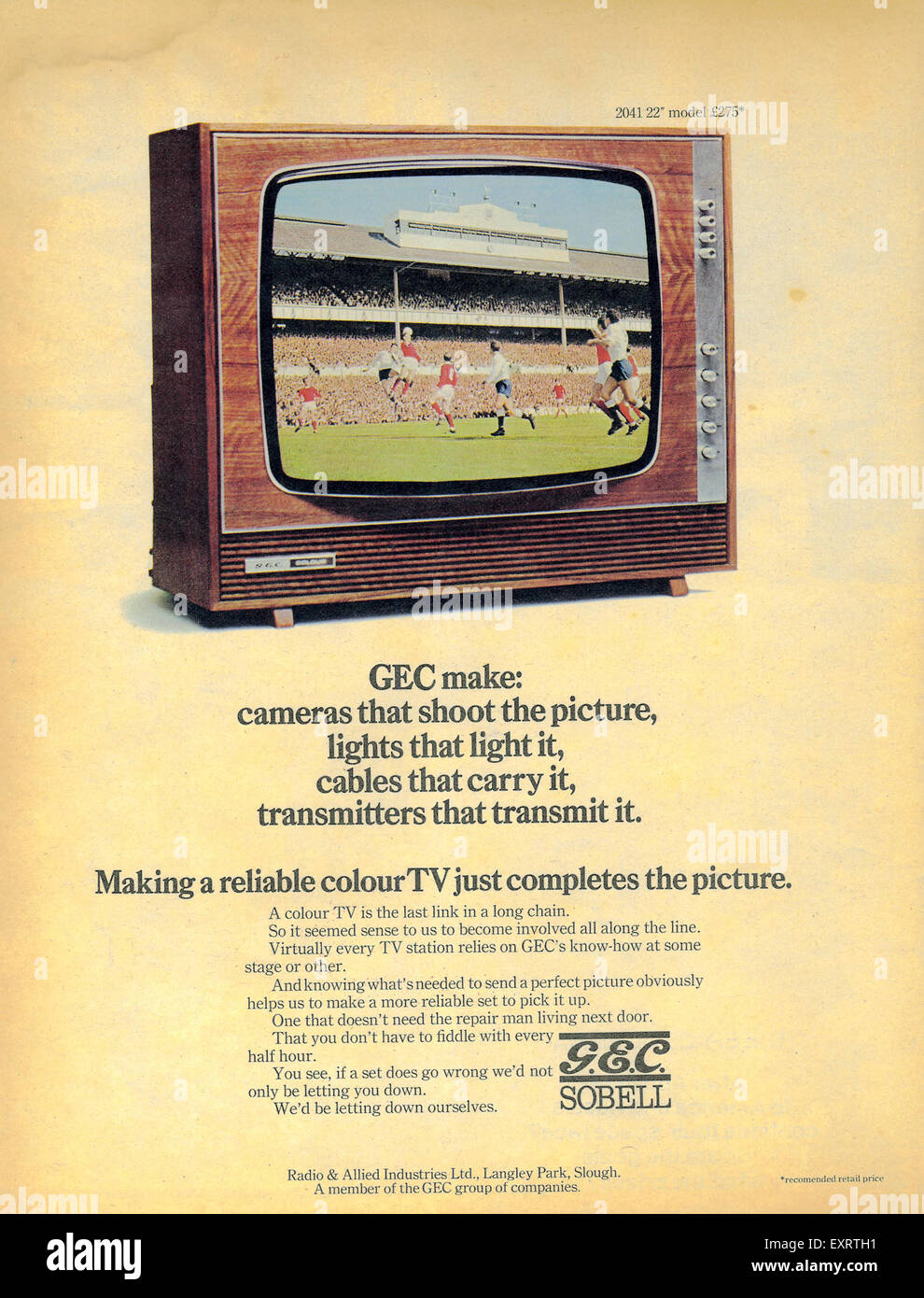 1970er Jahre UK GEC Magazin Anzeige Stockfoto