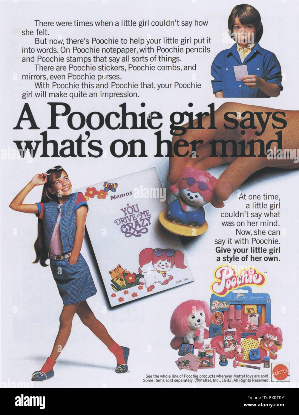 1980er Jahre USA Poochie Magazin Anzeige Stockfoto