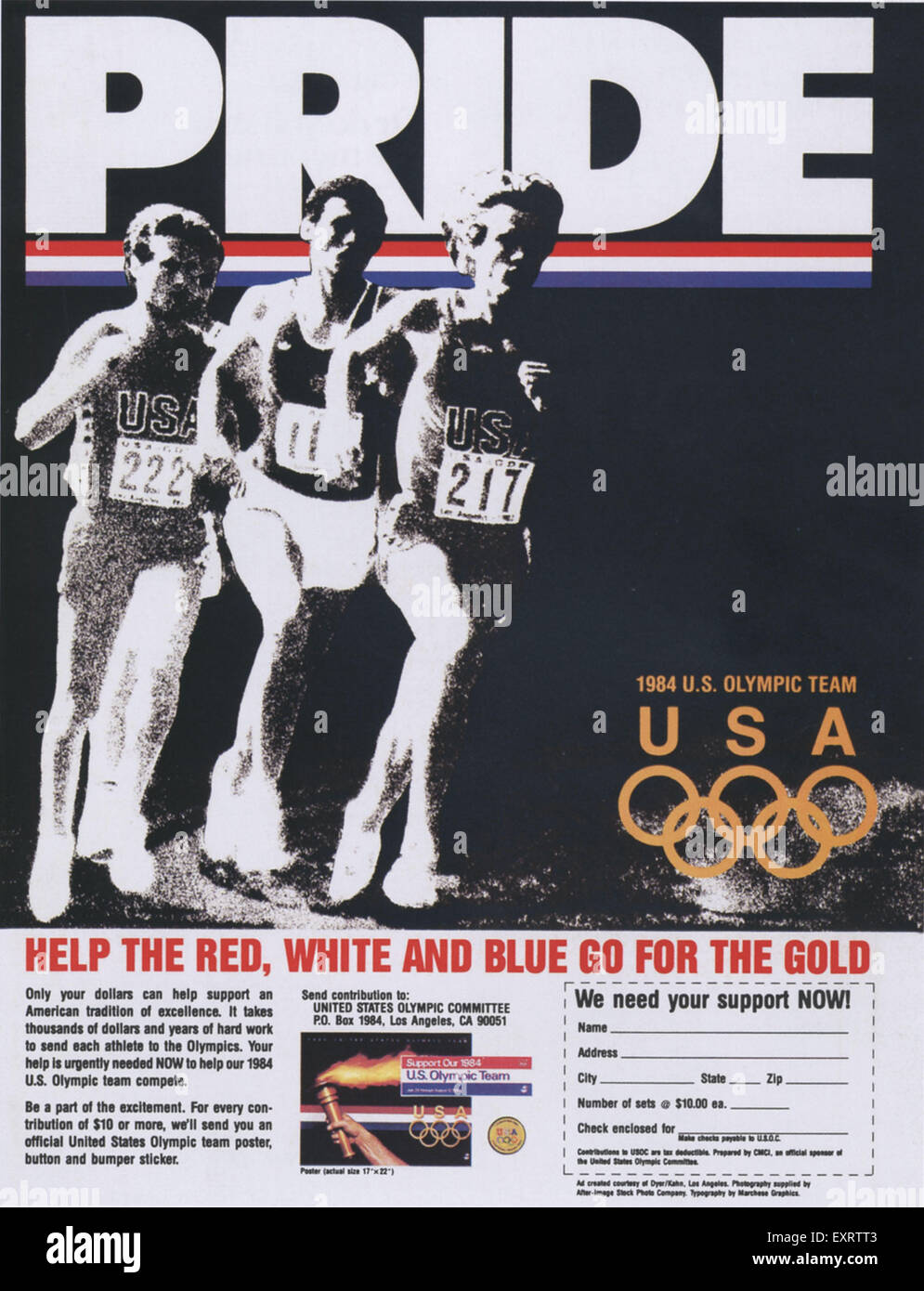 1980er Jahre USA Vereinigte Staaten Olympische Komitee Magazin Anzeige Stockfoto