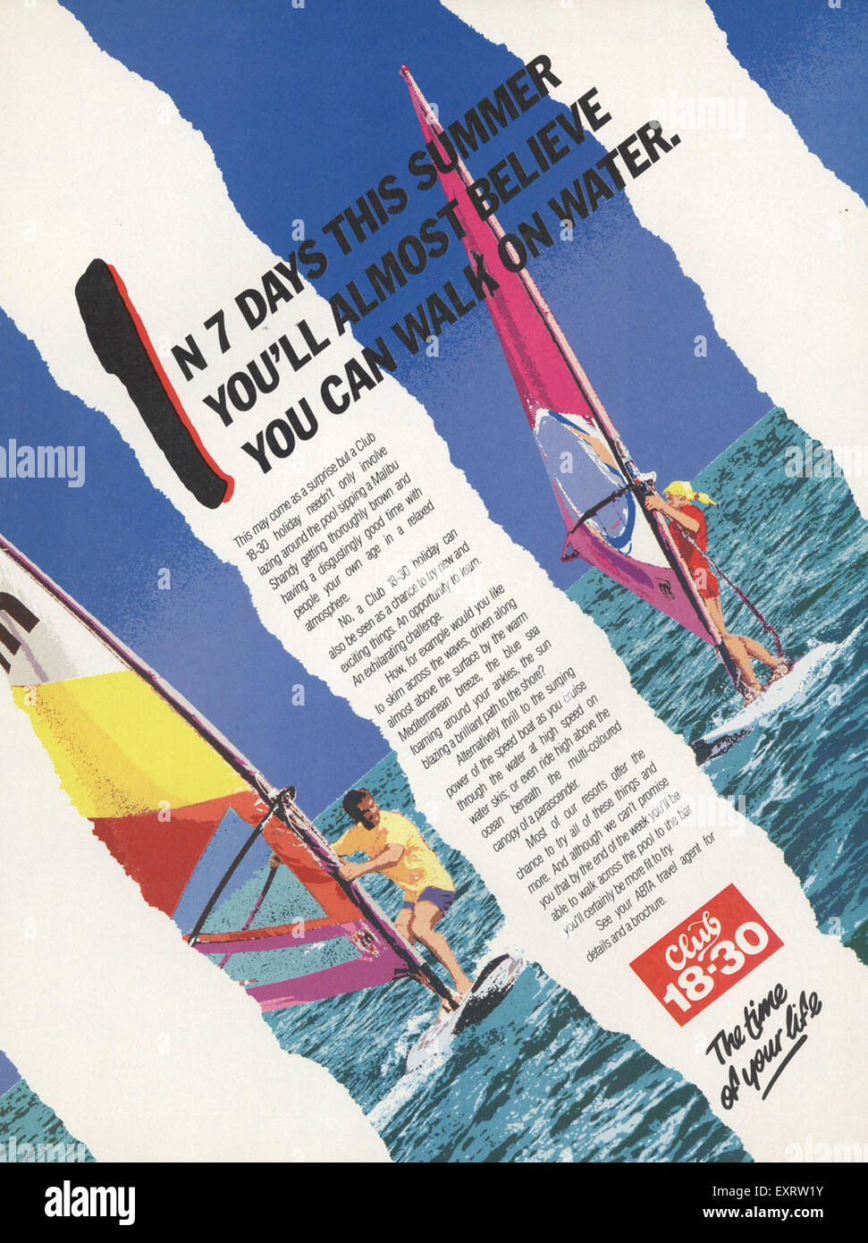 1980er Jahre UK Club 18-30 Magazin Anzeige Stockfoto