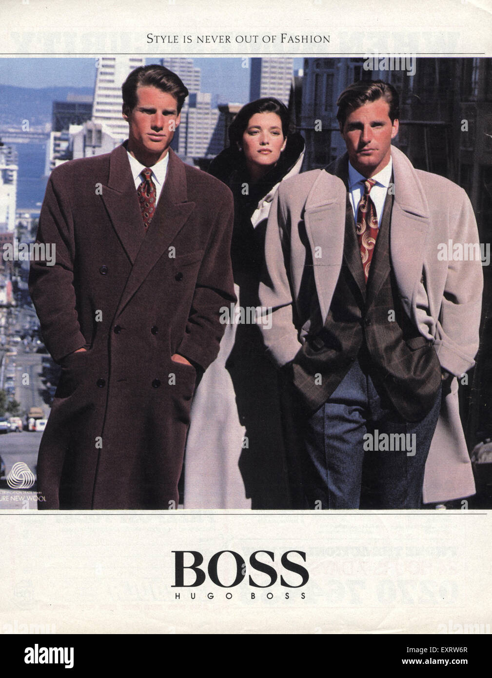 1980er Jahre UK Hugo Boss Magazin Anzeige Stockfoto