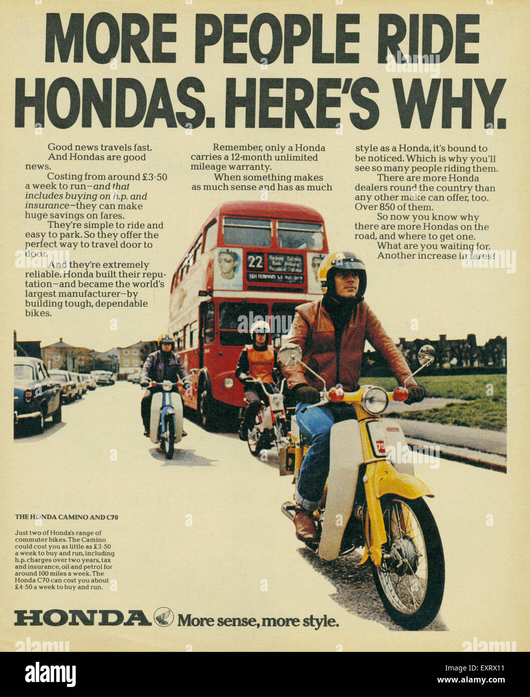 1980er Jahre UK Honda Magazin Anzeige Stockfoto