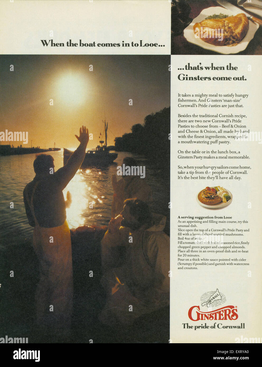 1980er Jahre UK Ginsters Magazin Anzeige Stockfoto