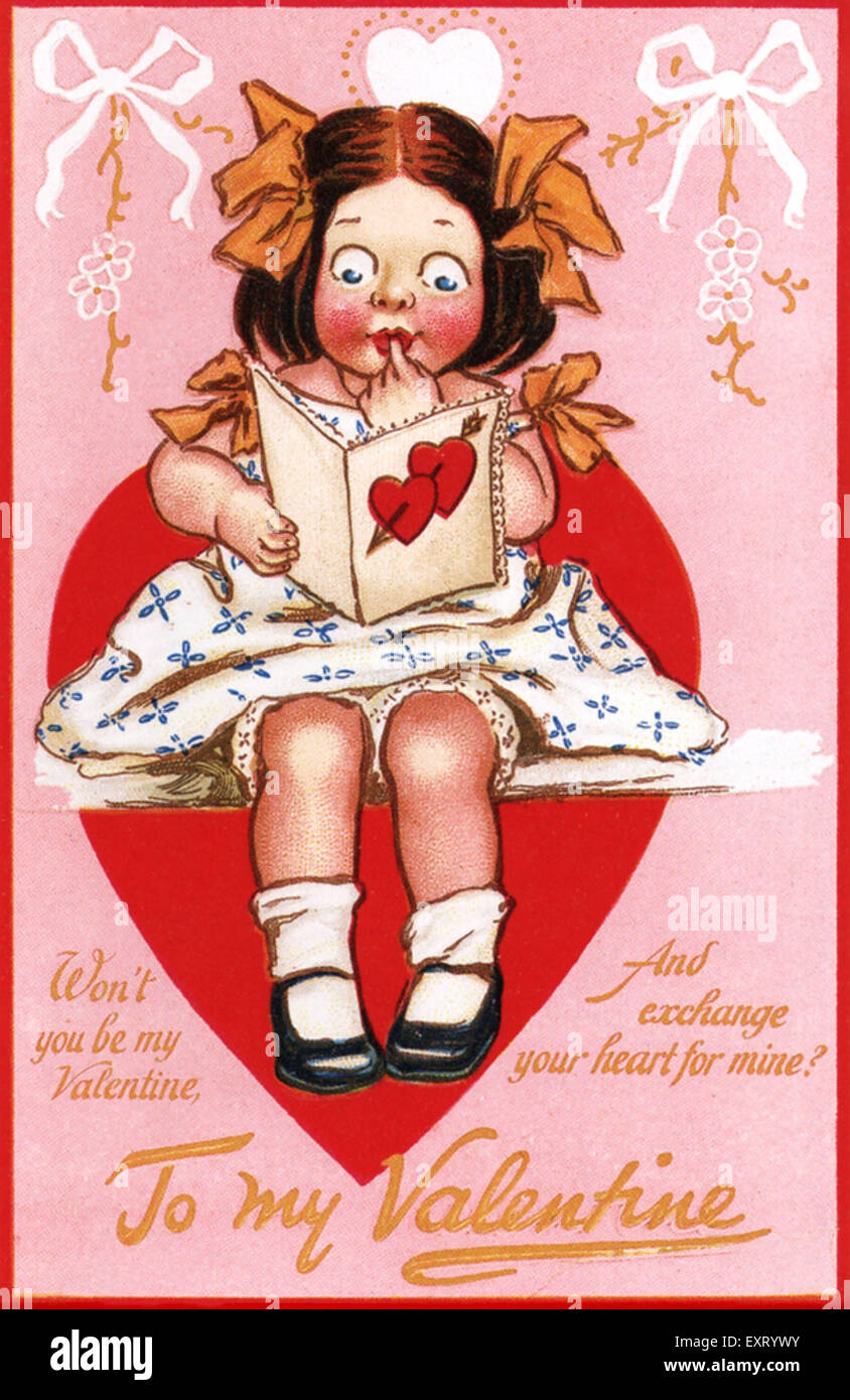 1940er Jahre britische Valentines Greetings Card Stockfoto