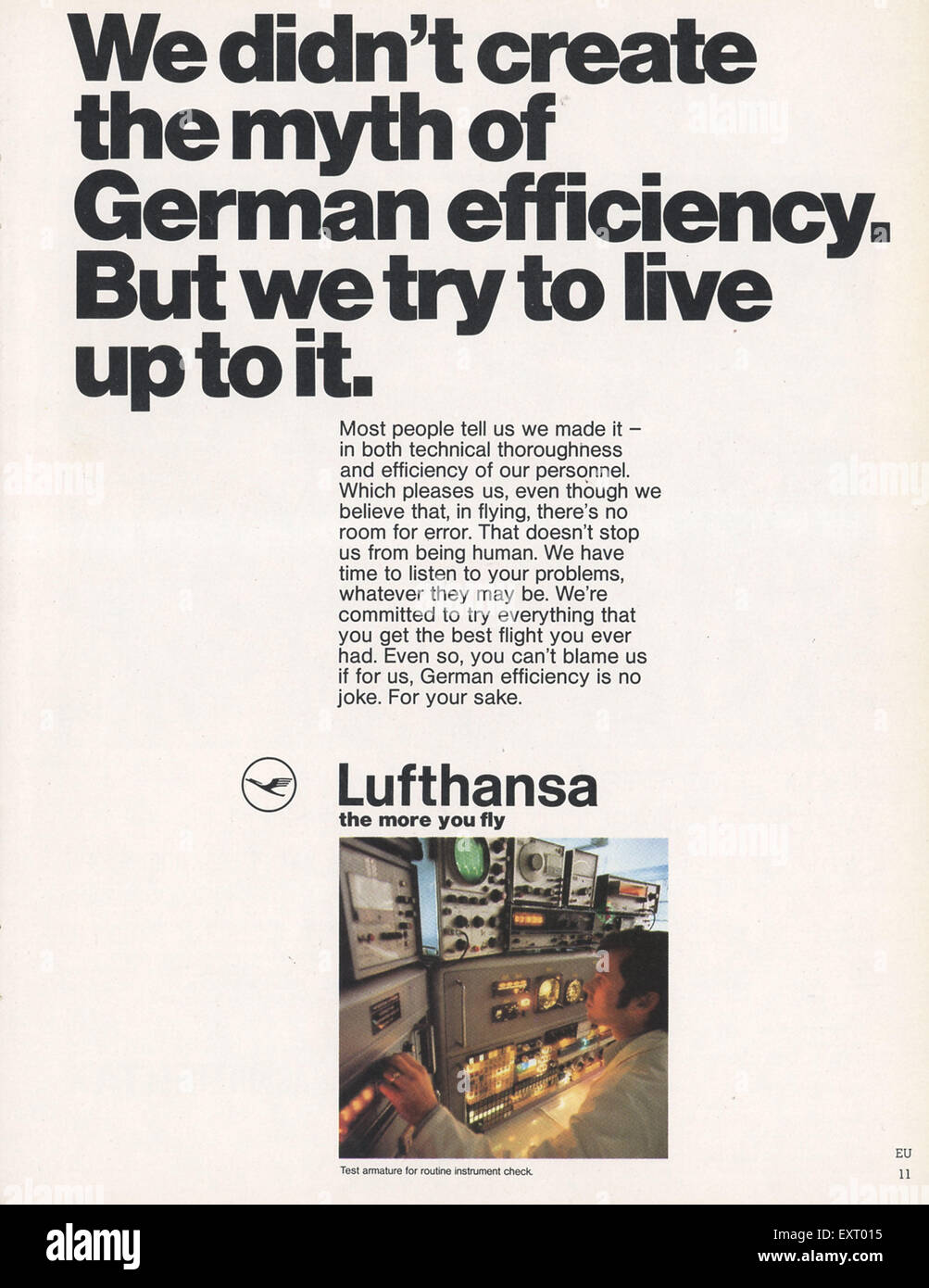 1970er Jahre UK Lufthansa Magazin Anzeige Stockfoto