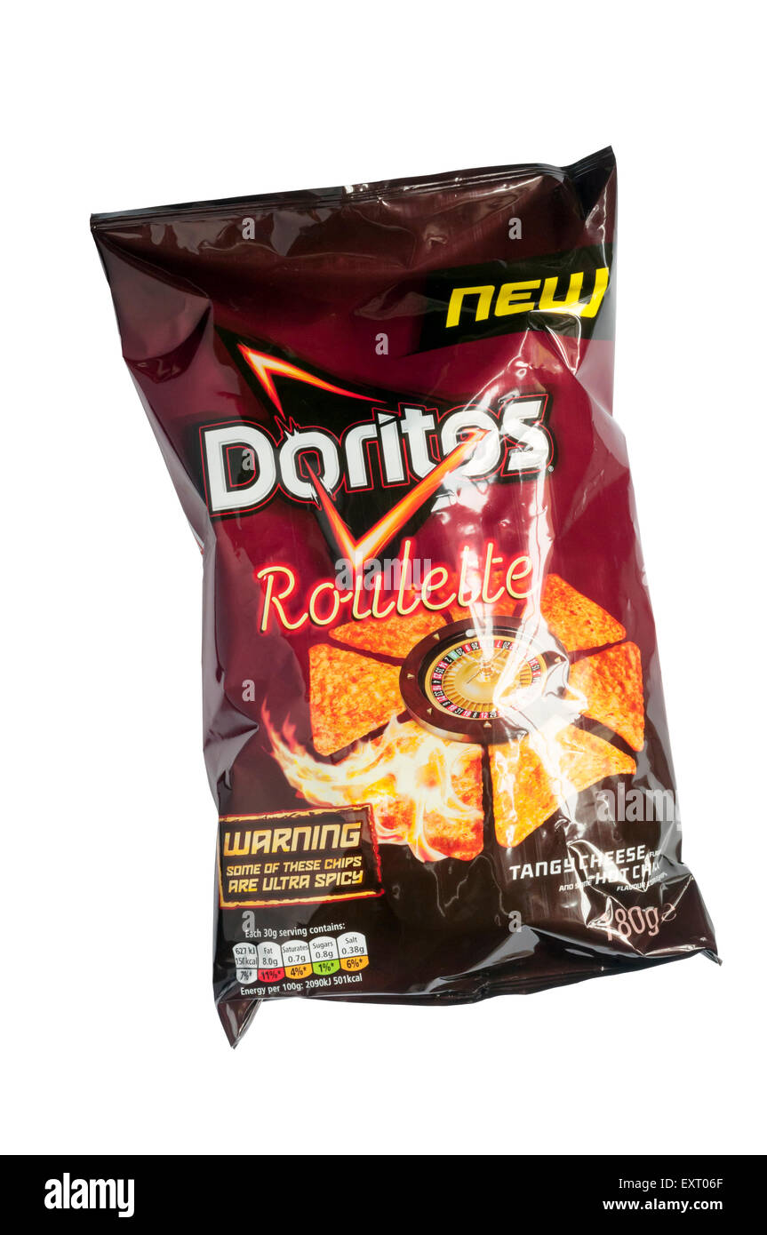 Ein Paket von Doritos Roulette-Tortilla-Chips. Stockfoto