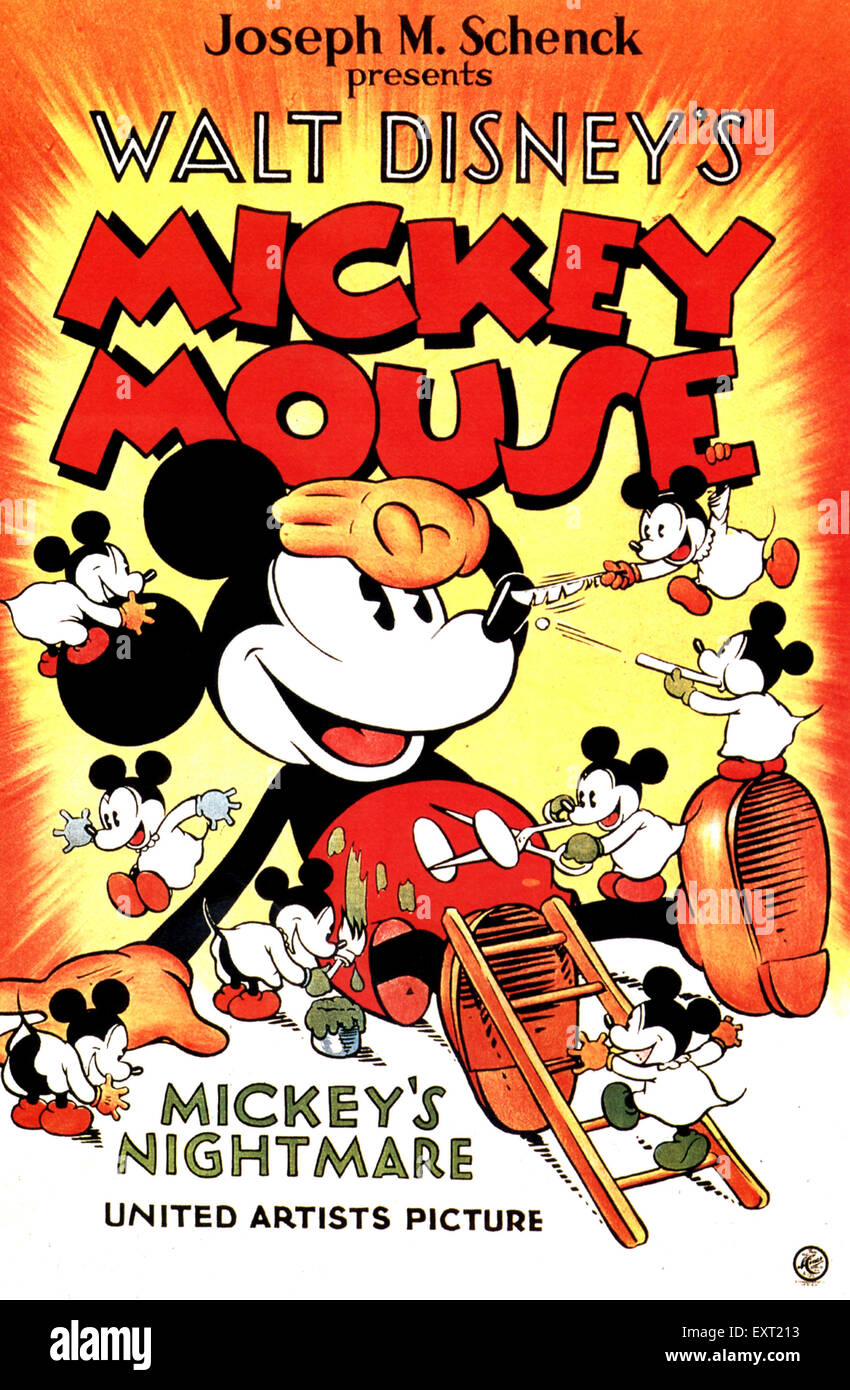 1930er Jahren USA Walt Disneys Micky Maus Filmposter Stockfoto