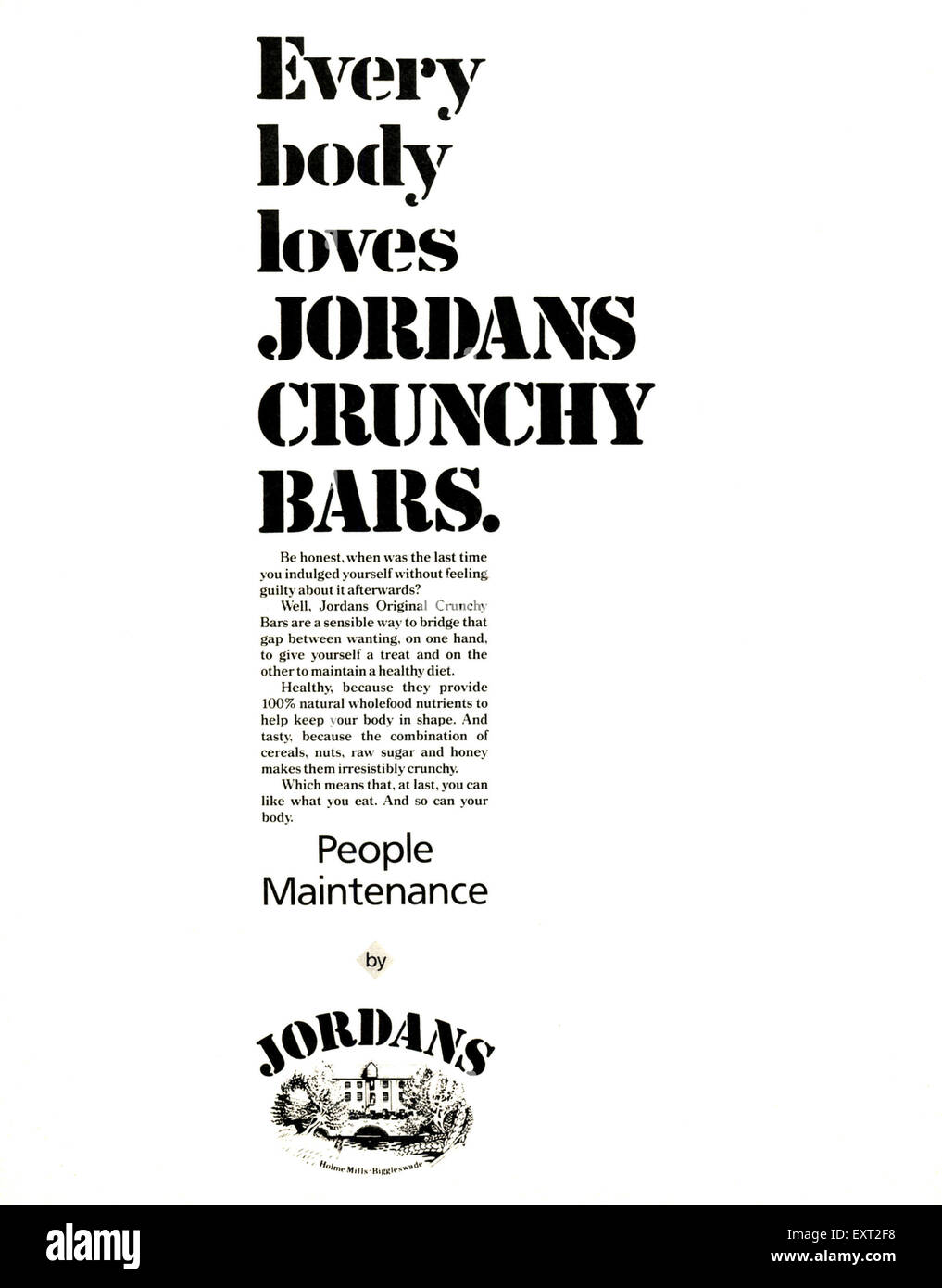 1980er Jahre UK Jordans Magazin Anzeige Stockfoto