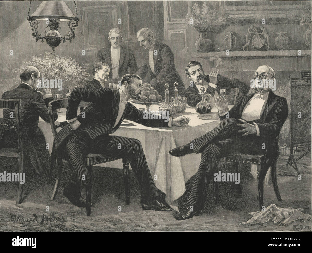 1880 s UK Gentlemans Club Inspektionslehr Magazin Platte Stockfoto