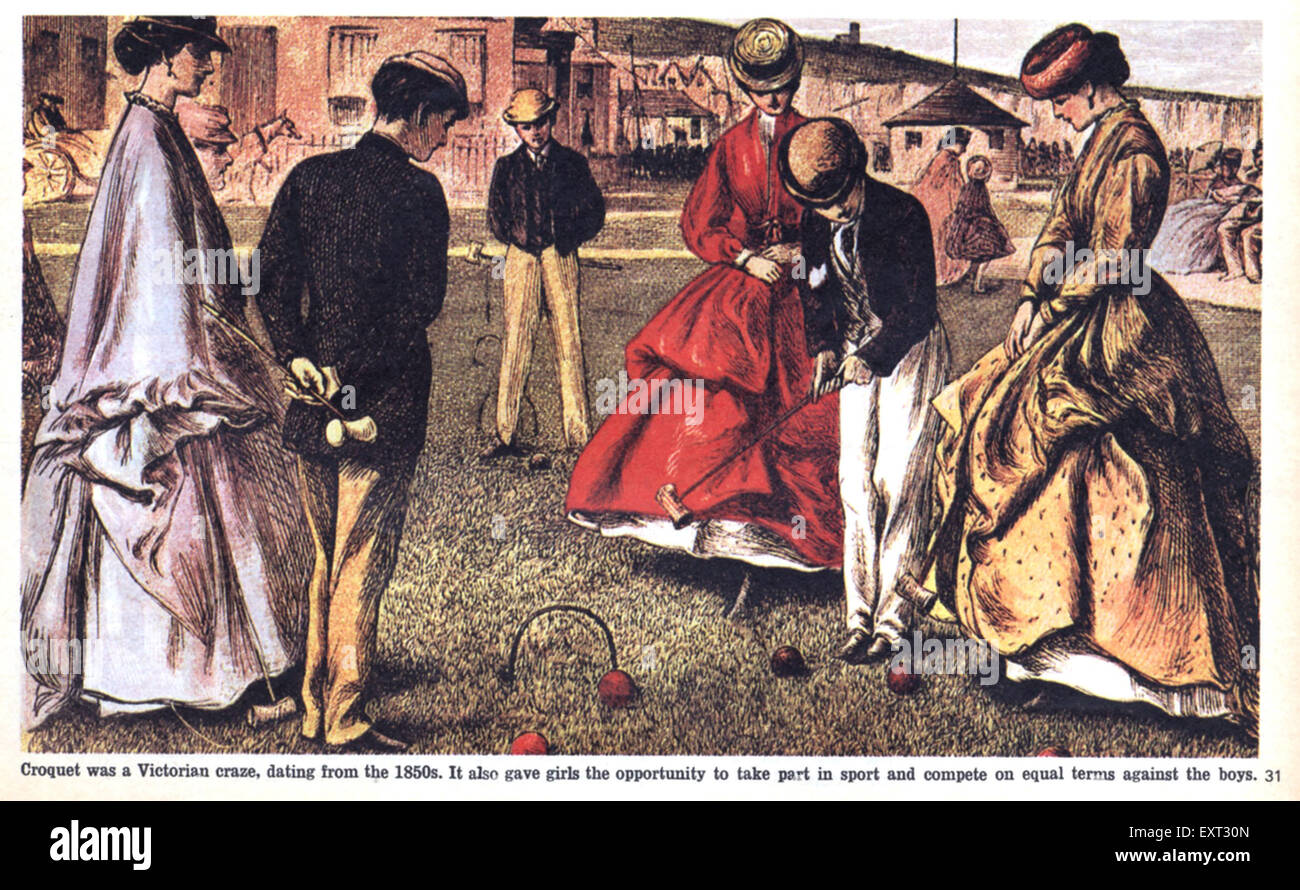 1860er Jahre UK Krocket Magazin Platte Stockfoto
