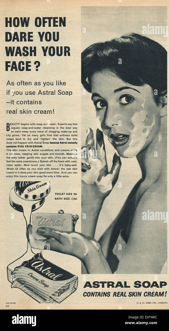 1950er Jahre UK Astral Magazin Anzeige Stockfoto