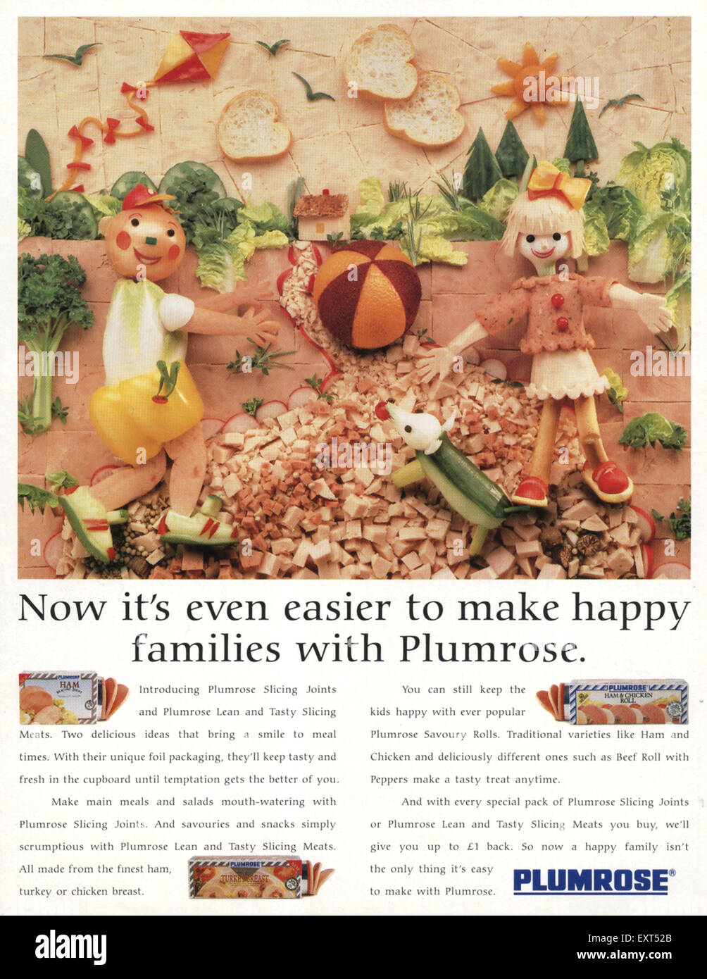 1980er Jahre UK Plumrose Magazin Anzeige Stockfoto