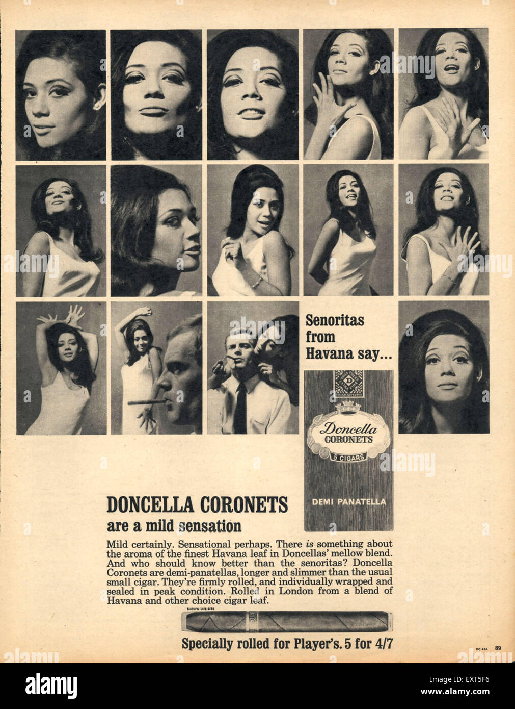 1960er Jahre UK Doncella Magazin Anzeige Stockfoto