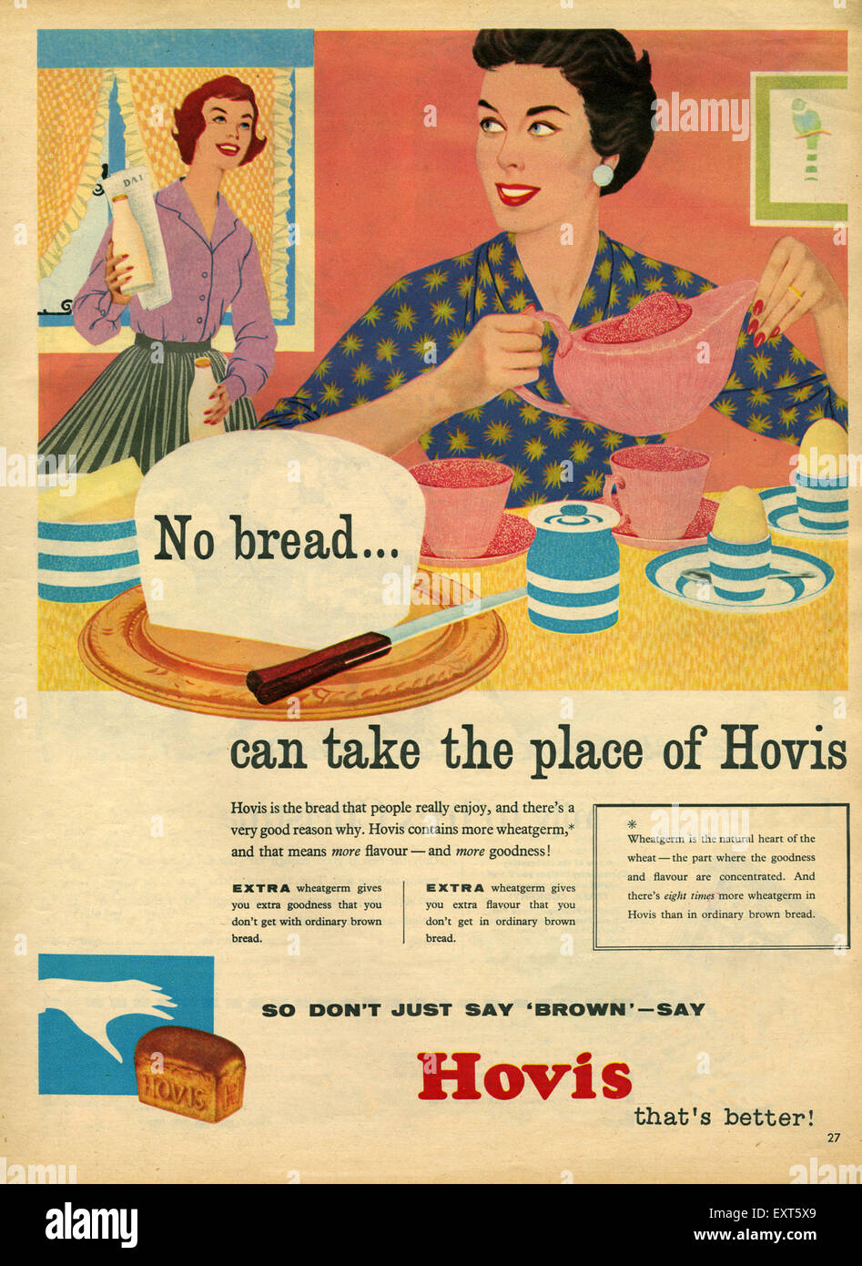 1950er Jahre UK Hovis Magazin Anzeige Stockfoto