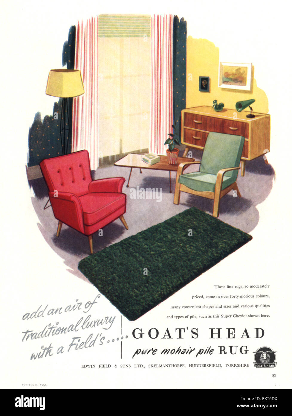 1950er Jahre UK Ziege Kopf Magazin Anzeige Stockfoto