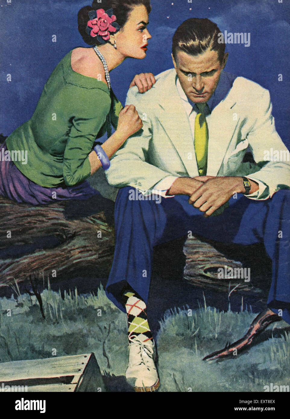 1950er Jahre UK Geschichte Illustrationen Magazin Platte Stockfoto