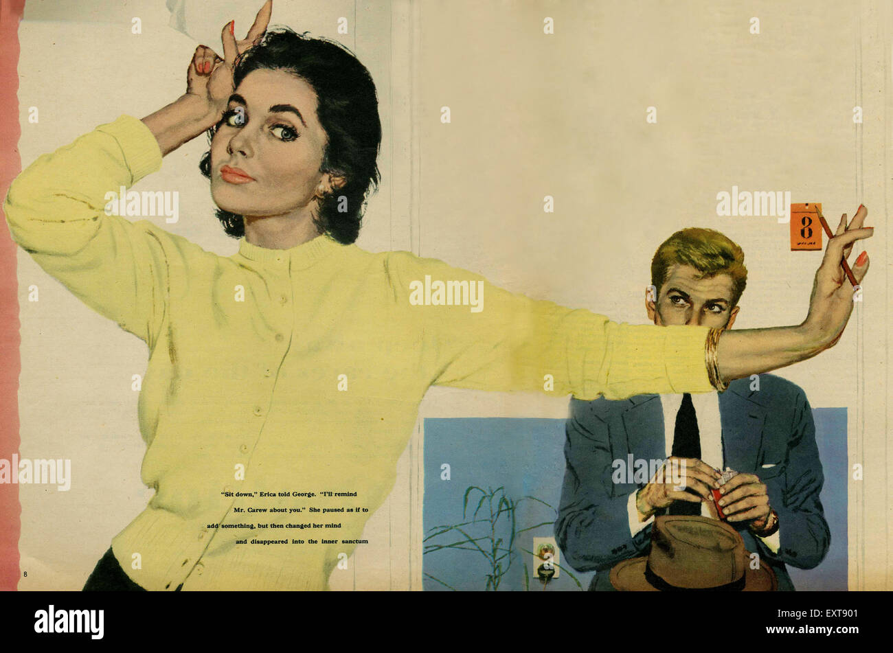 1950er Jahre UK Womens Geschichte Illustrationen Magazin Platte Stockfoto