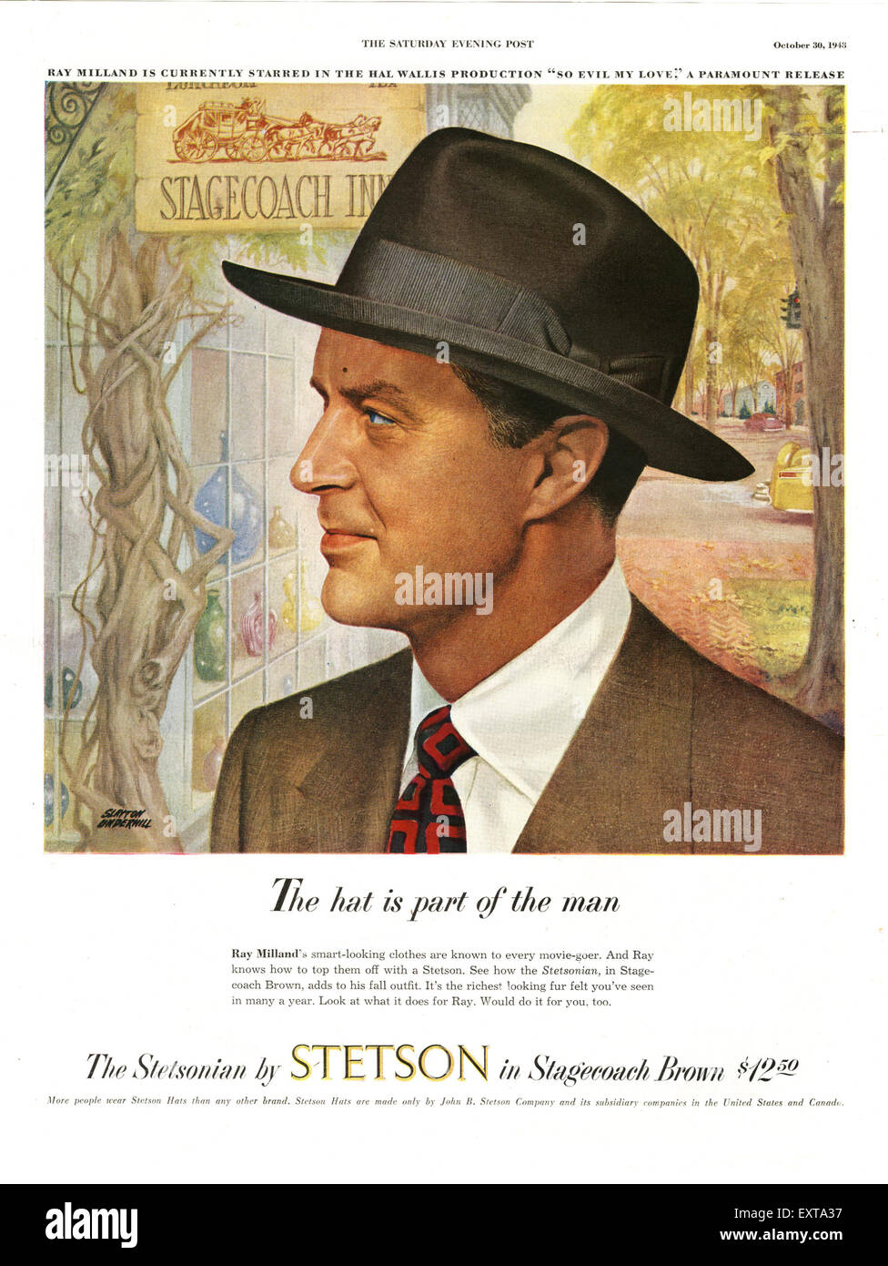 1940er Jahren USA Stetson Magazin Anzeige Stockfoto