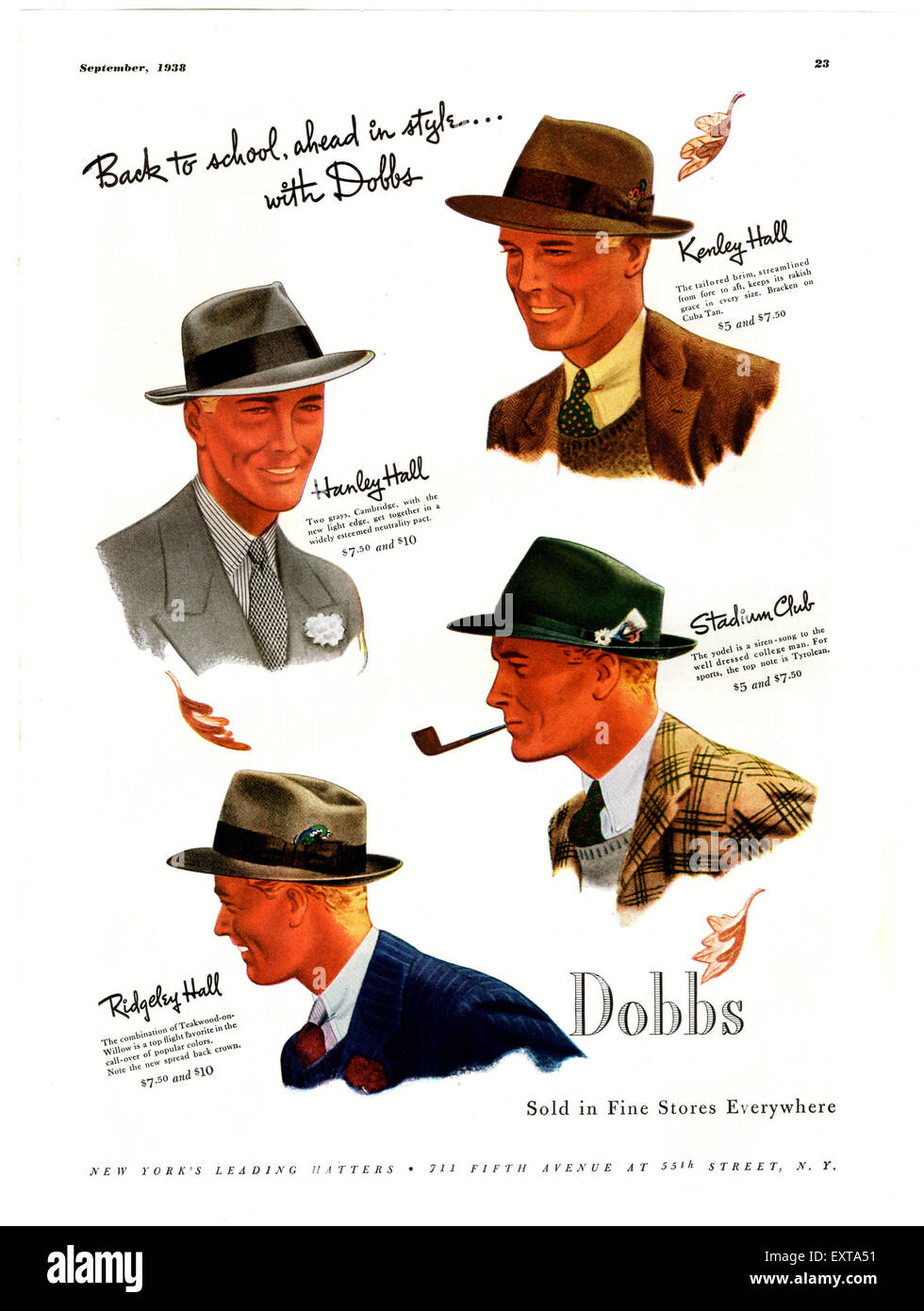 1930er Jahren USA Dobbs Magazin Anzeige Stockfoto