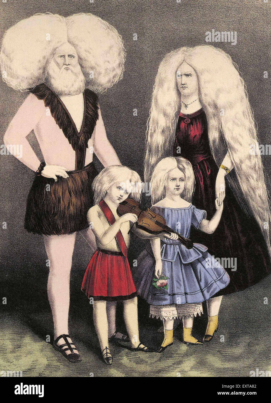 1860er Jahren USA Circus Freak-Show Familie Poster Stockfoto