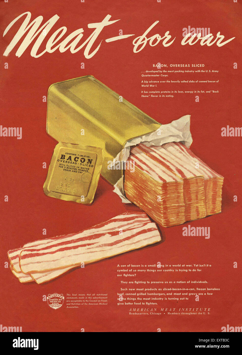 1950er Jahre USA-American-Fleisch-Instituts Magazin Anzeige Stockfoto
