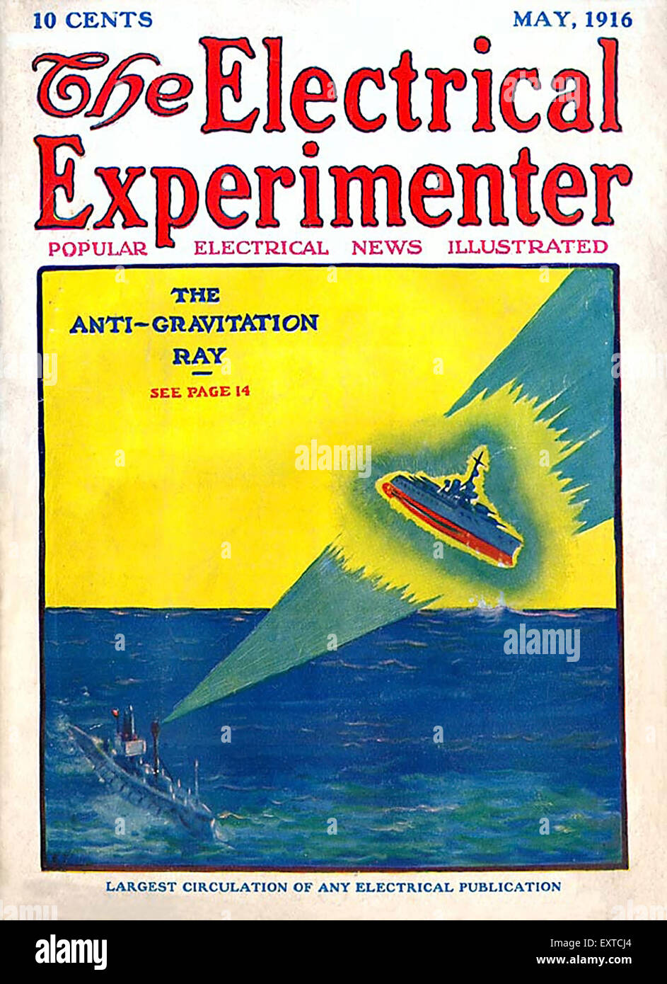 1910er Jahre USA der elektrische Experimentator Magazin Cover Stockfoto